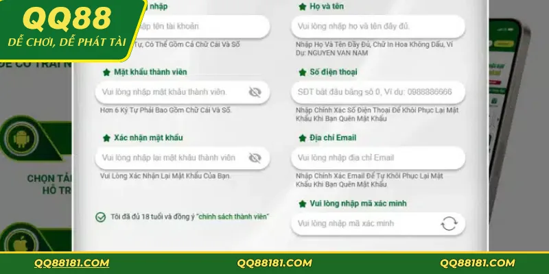 Hướng dẫn đăng ký qq88